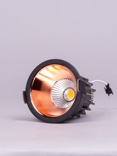 Skip to the end of the images gallery Skip to the beginning of the images gallery Product Dimensions Dimension image Zenith- 12W Black/Rose Gold (3000K, 36° Beam Angle) Recess LED COB Downlights (DL01-10840)